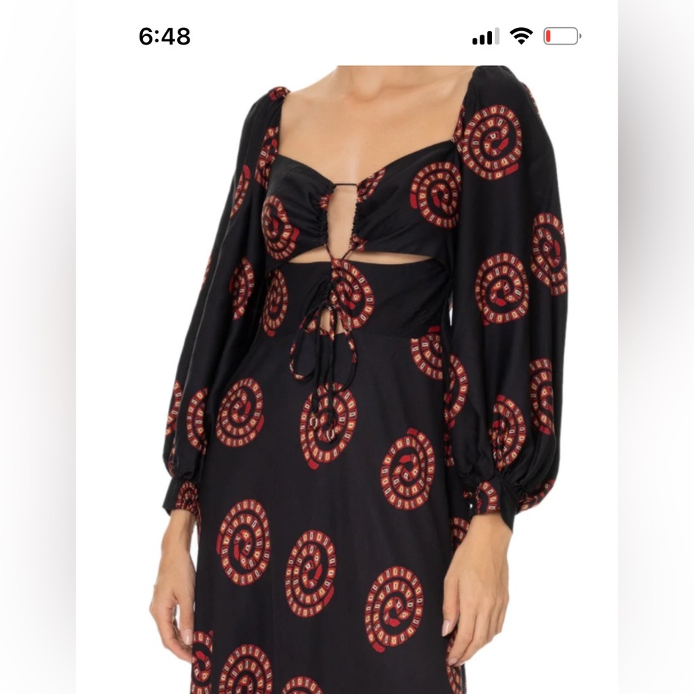 FARM Rio Cobra Vestido Midi Bold Red-Orange Dress Sz P BWT